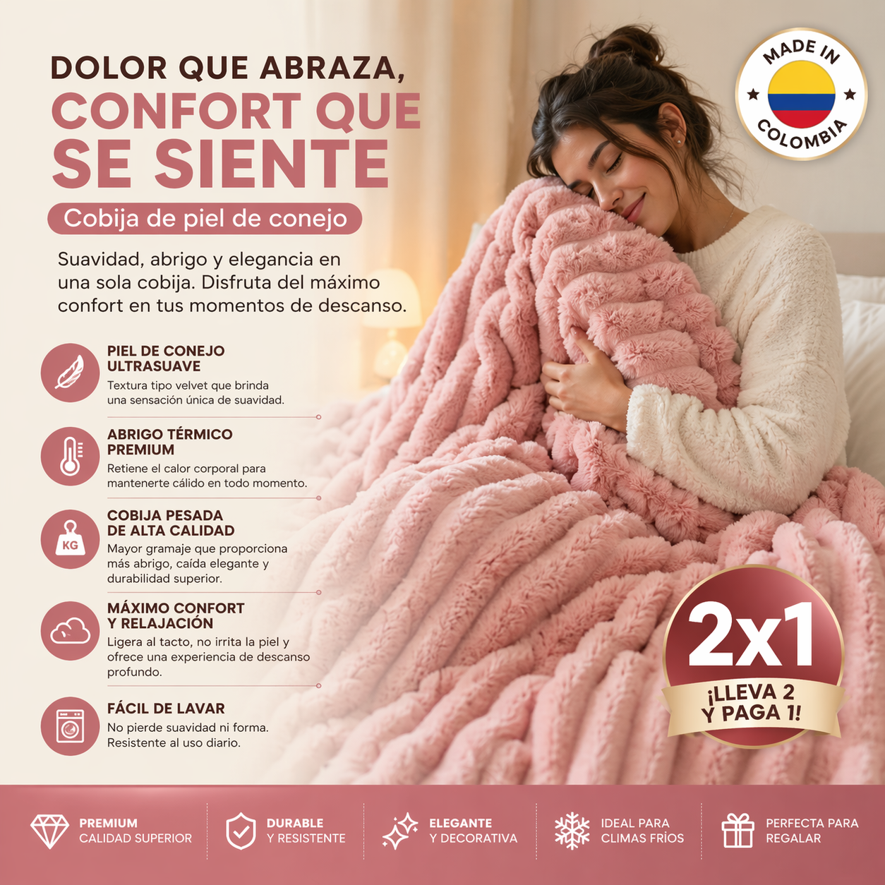 Cobija Piel de Conejo Premium - Paga 1, Llévate 2 🎁